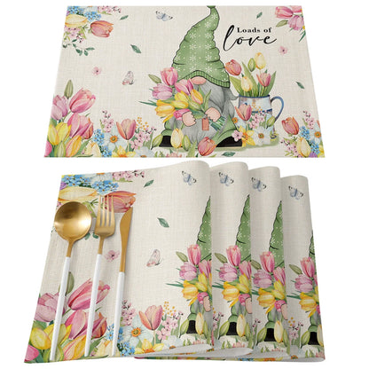 Spring Bee Daisy Gnome Table Mats Cotton