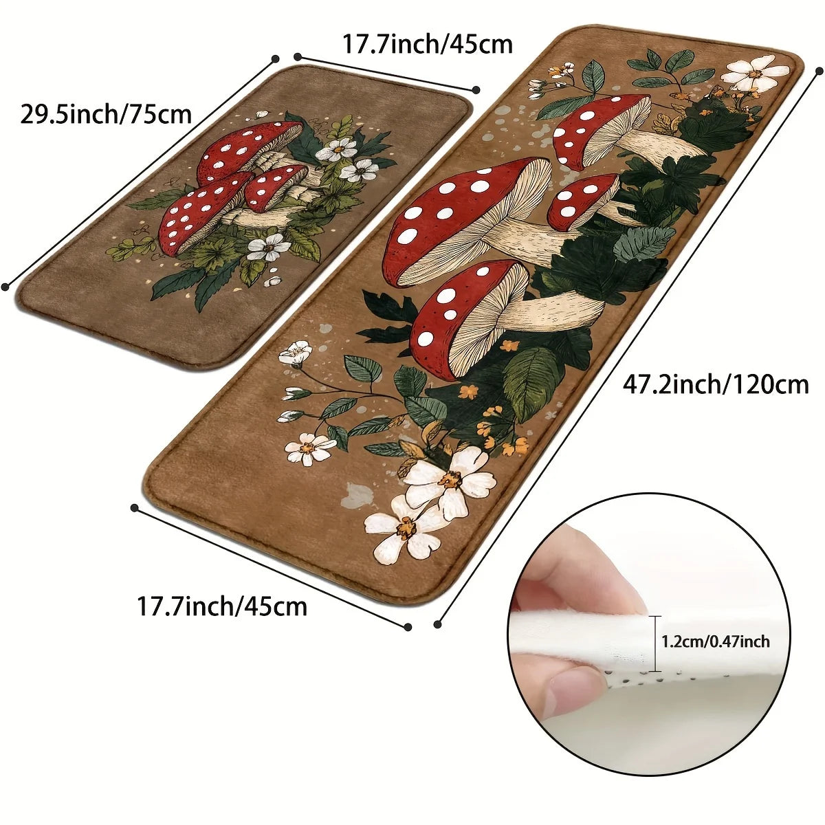 Mushroom Carpet Brown Dirt-Resistant Floor Mat