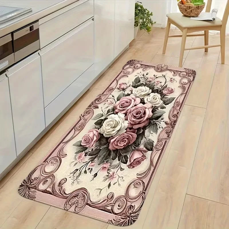 Pink Rose  Non-slip  Kitchen Mat