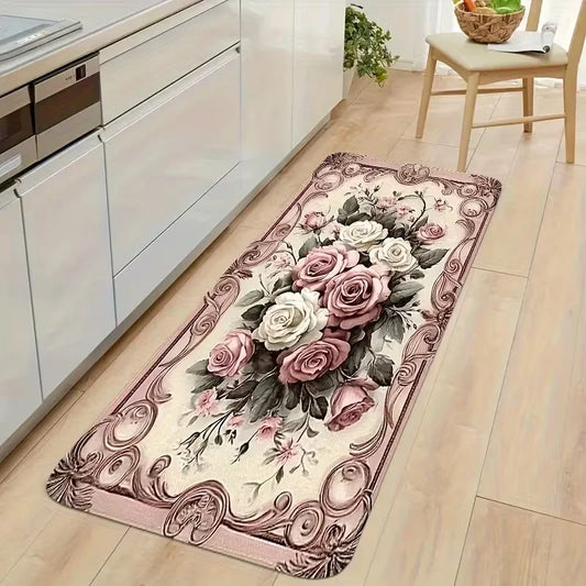 Pink Rose  Non-slip  Kitchen Mat