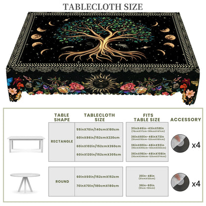 Tree of Life Constellation-Themed Round Tablecloth
