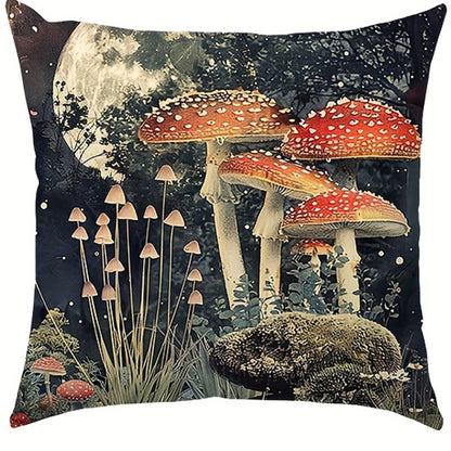 Mushroom Moon Night Pillow Cover