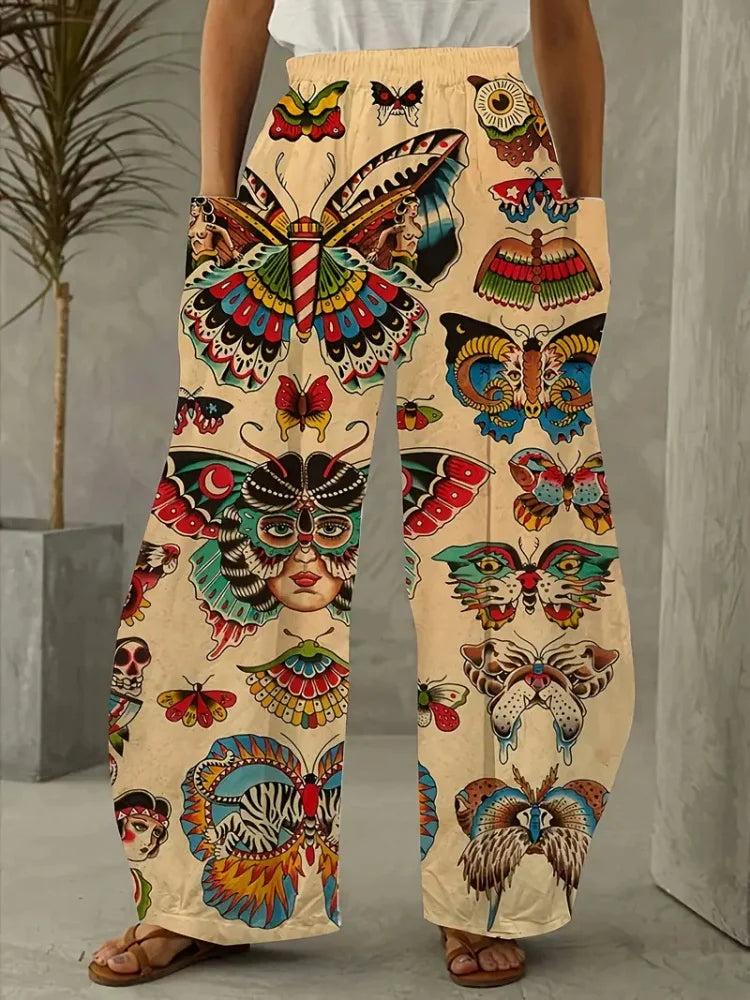 Simple And Fresh Butterfly Flower Print Women's Bloomers