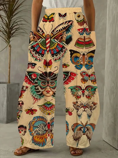 Simple And Fresh Butterfly Flower Print Women's Bloomers