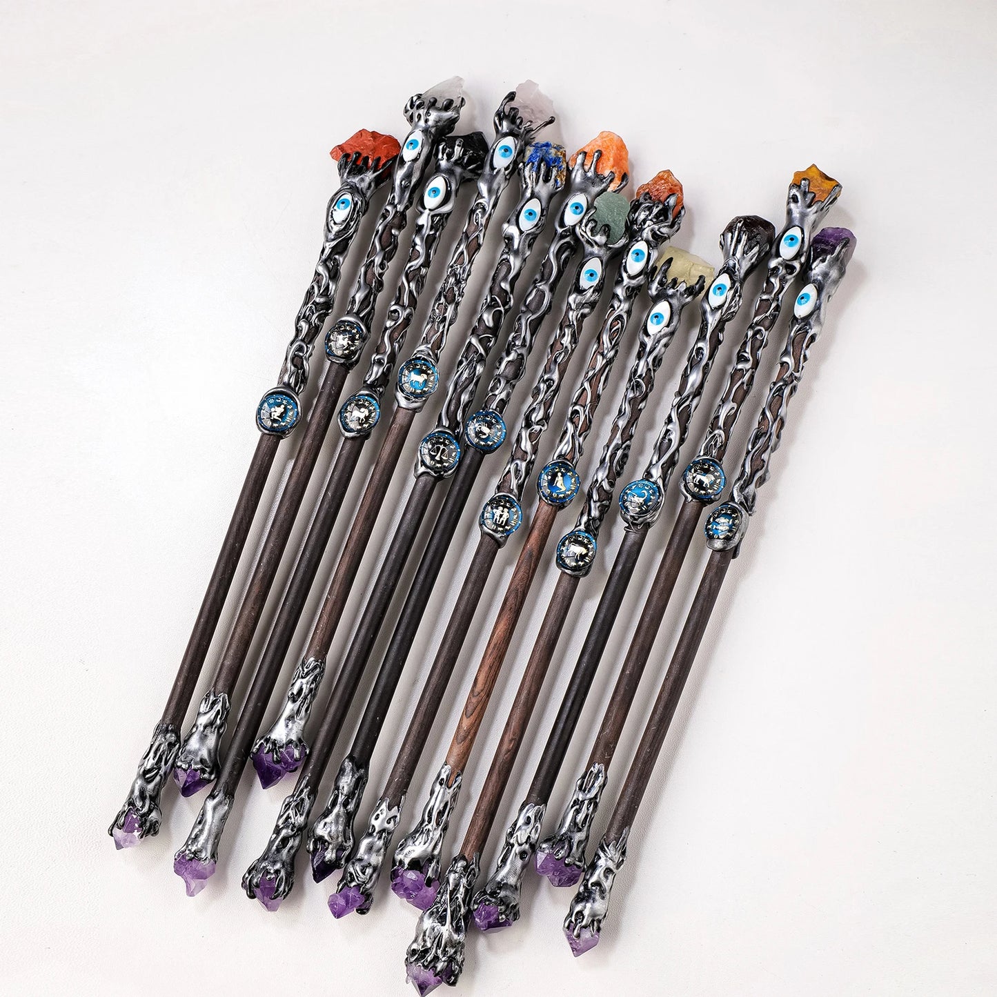 Natural Crystal 12 Constellations Devil's Eye Energy Wand