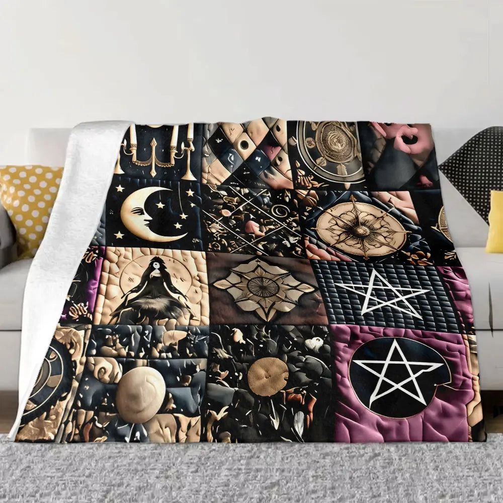 Gothic Magic Patchwork Throw Blanket