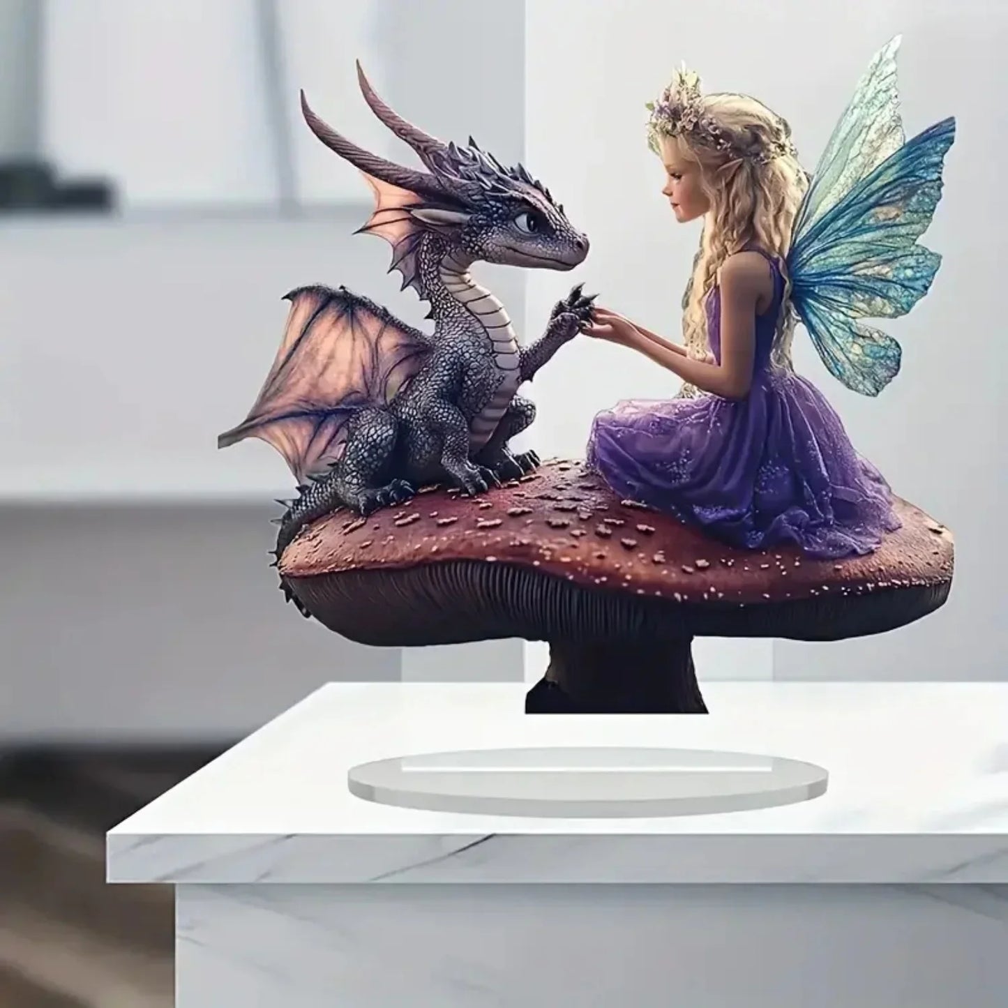 Acrylic Flower Elf &Dragon Table Decoration
