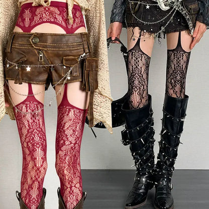 Lolita Girls Punk Style Floral Tights