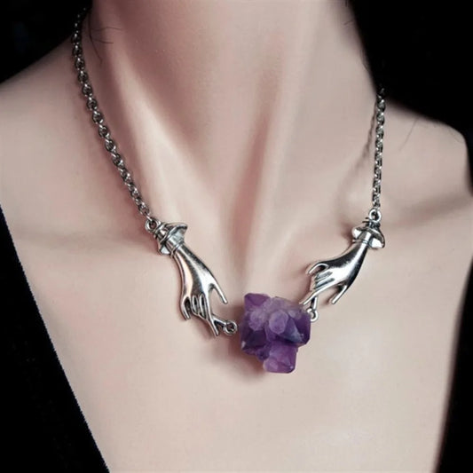 Silver Amethyst Pendant Necklace