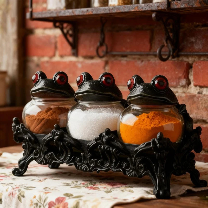 Frog-Lid Apothecary Spice Jars