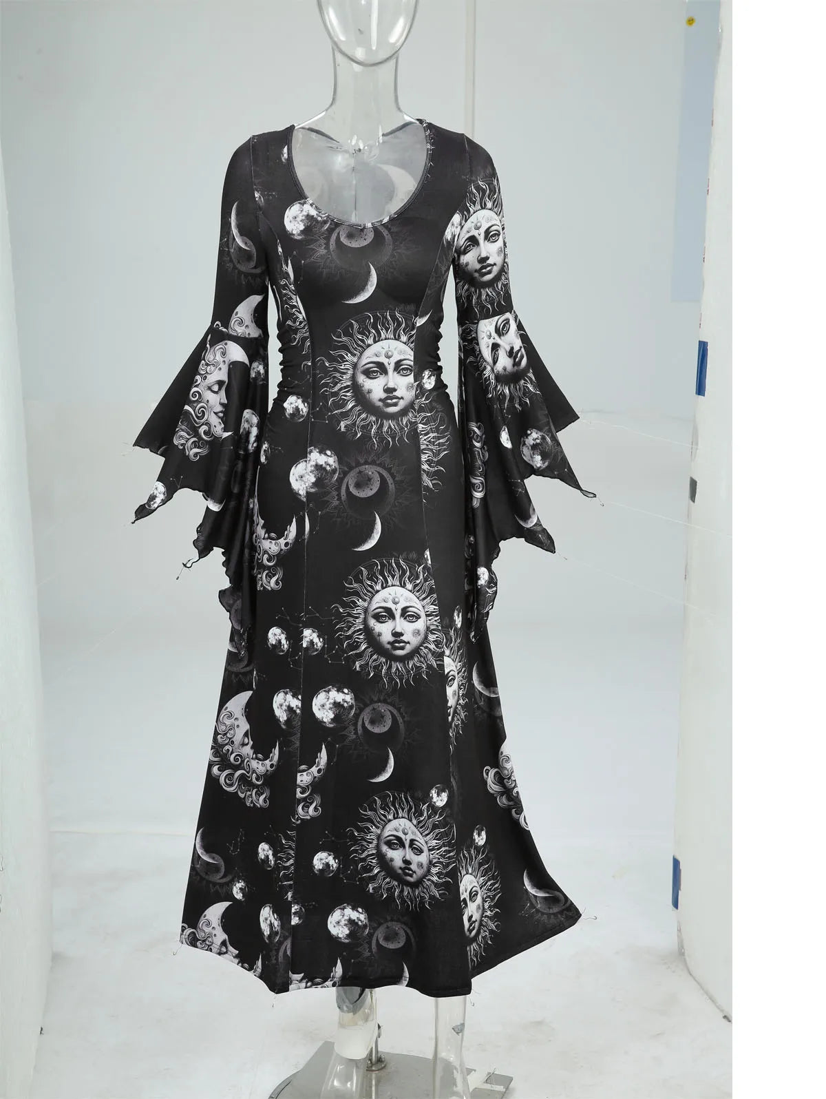 Sun Moon Face Print Dress