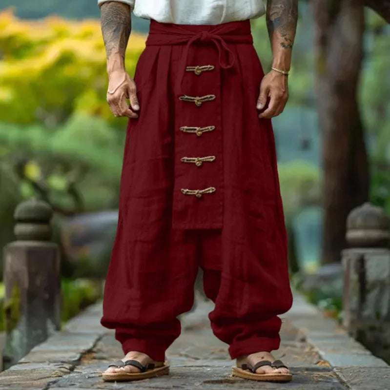 Casual Cotton And Linen Wide Leg Pants