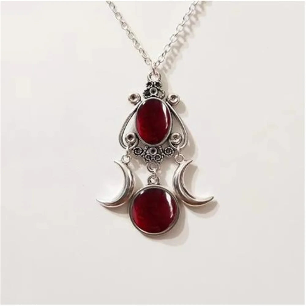 Triple Moon Goddess Necklace Amethyst Jewelry
