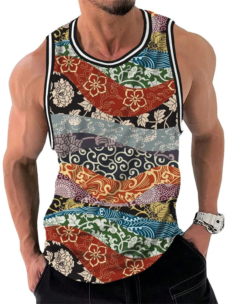 Retro Ethnic Graphic Men's Tank Tops