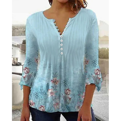 Women'S V-Neck Button-Down T-Shirt