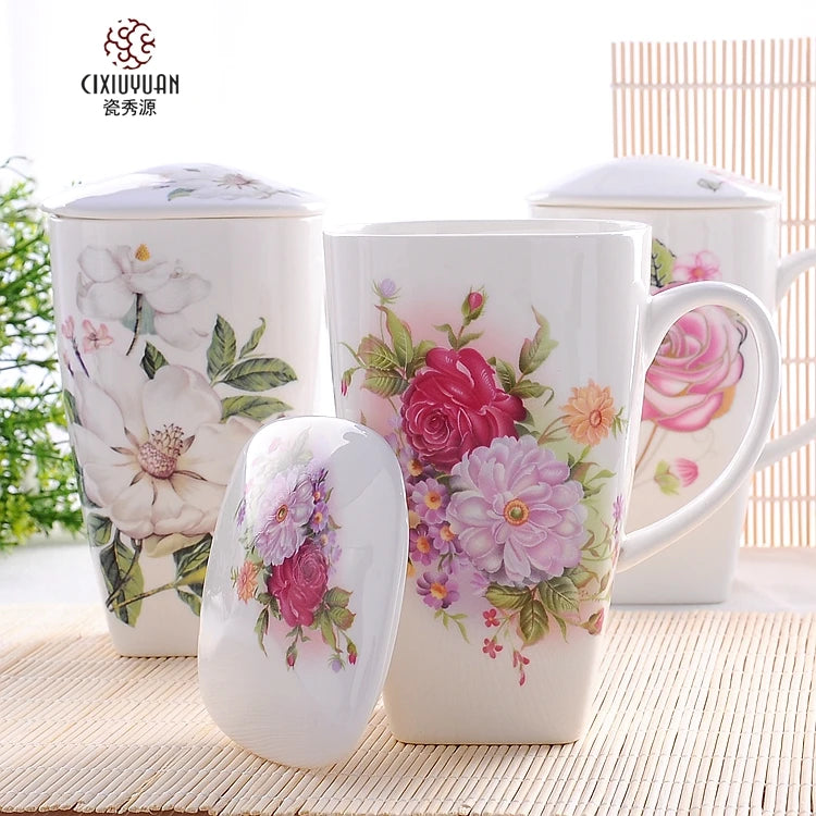 Real Bone China Tumblers With Lid