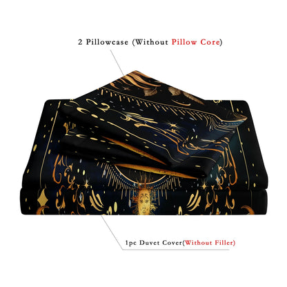 Super Soft Breathable Golden Sun And Moon Duvet Cover Set