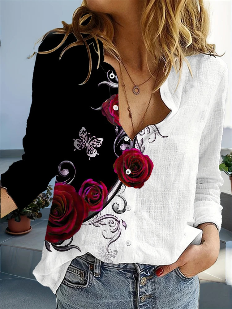 Loose-Fitting Top - Fashionable Casual Women's Shirt