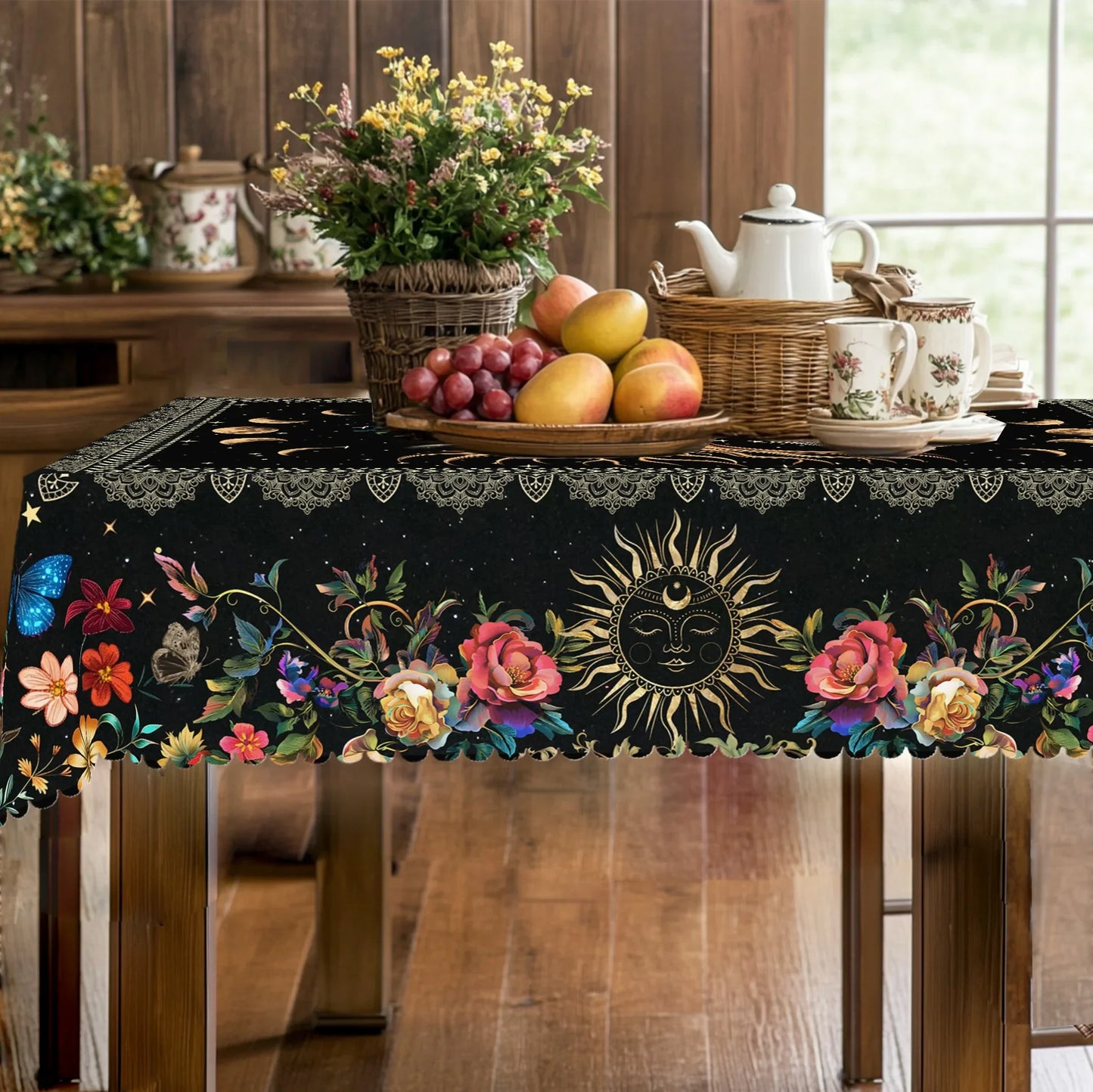 Tree of Life Constellation-Themed Round Tablecloth