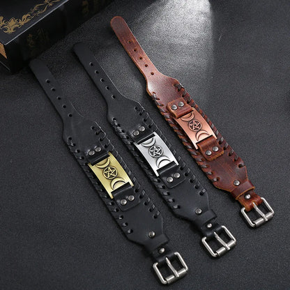 Vintage Wide Edition Nordic Bracelet Faux Leather