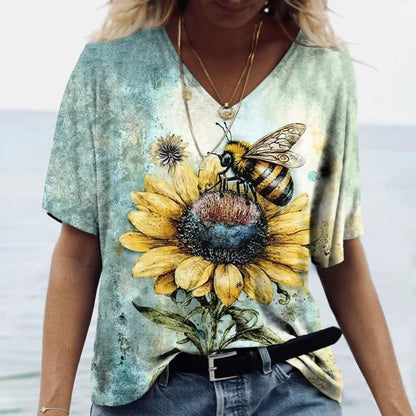 Women's T-Shirt Vintage Bee Print