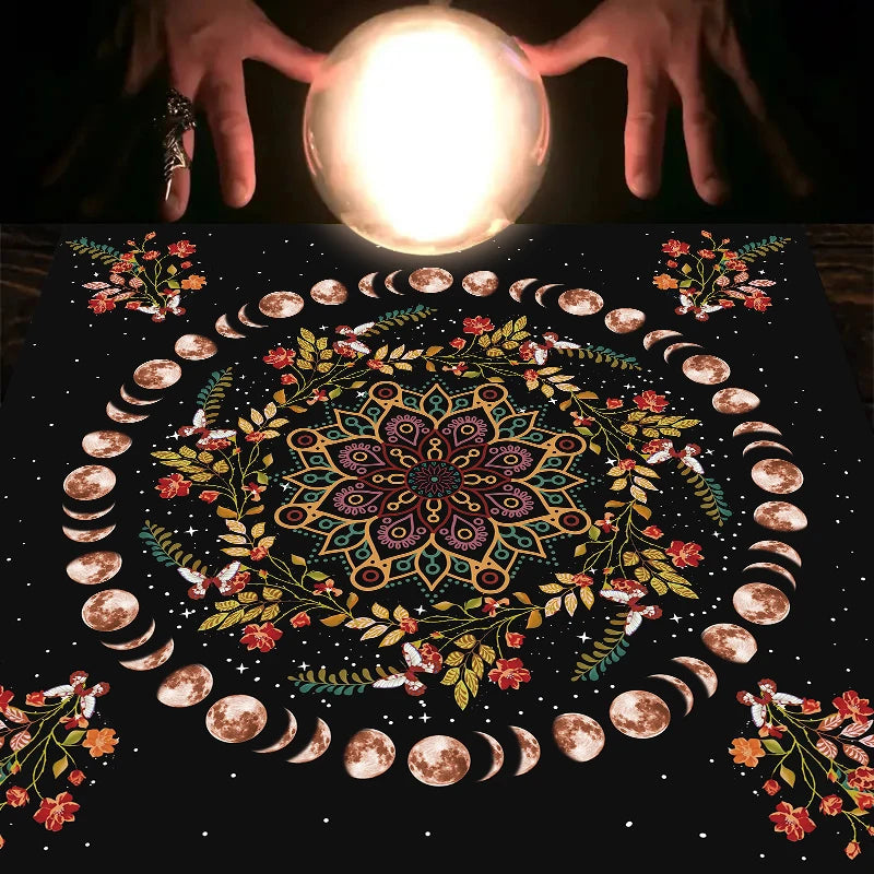 Moonlight Flower Tarot Card Table Cloth