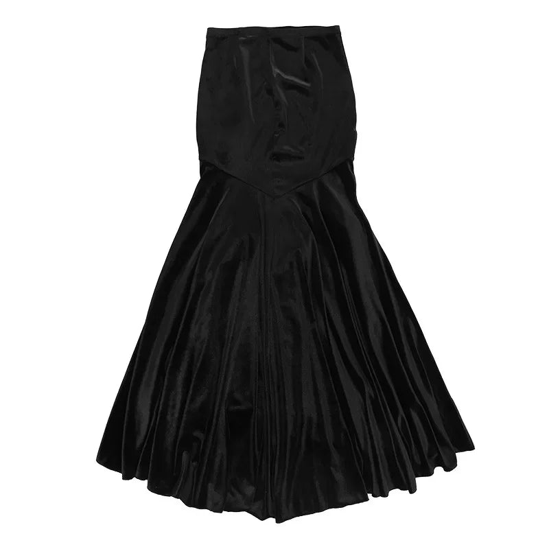 Velvet Fishtail Skirt Women Vintage