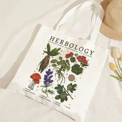 Mushroom Tote Bag Black Cotton Cloth Shoulder Shopper Bags Cute Cartoon For Women Handbag Eco Foldable Reusable Shopping Bag