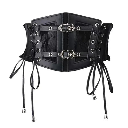 Ladies's Retro corset Belts Pin Buckle Elastic Lace & Gothic Style Cummerbunds tie rope Goth Punk For Women On Shirt Dress  Belt