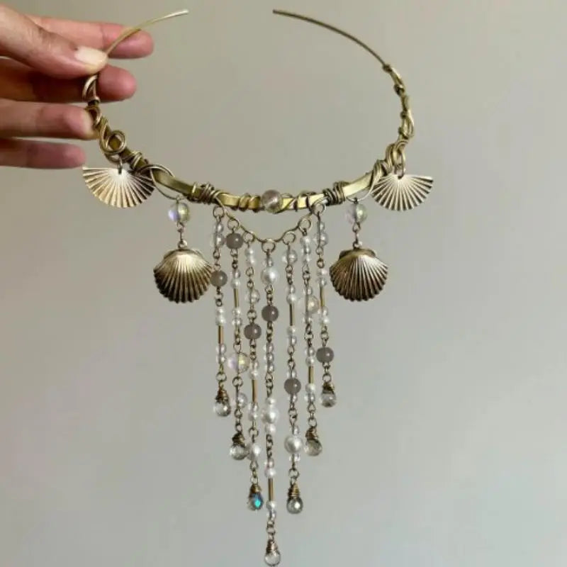 Vintage Glamorous  Red Crystal Moon Pendant Necklace