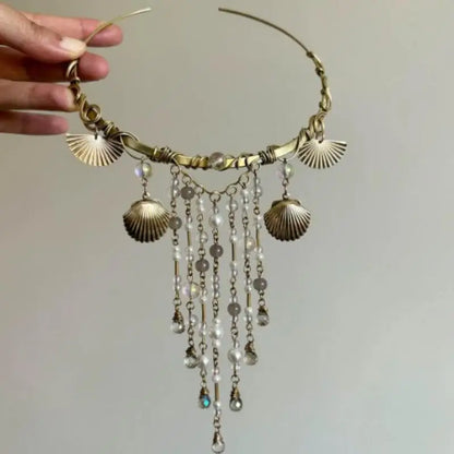 Vintage Glamorous  Red Crystal Moon Pendant Necklace