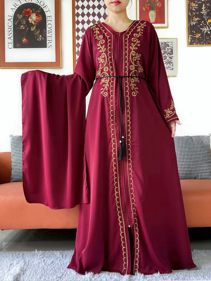 Elegant Women Abaya Long Sleeve Chiffon Dress