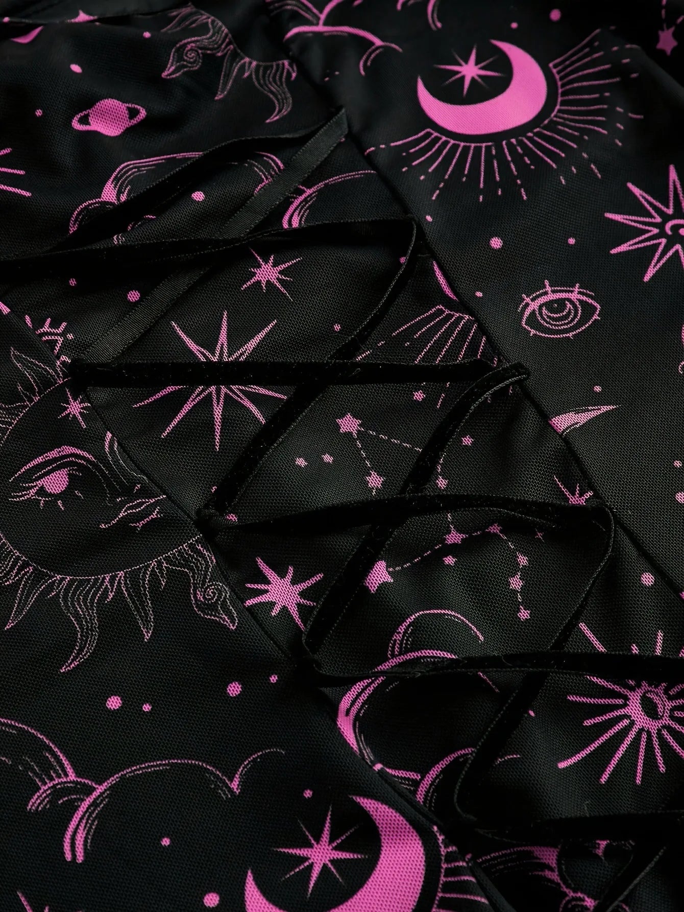 Gothic Style Vintage  Star Moon Long Sleeve A- Line Dress