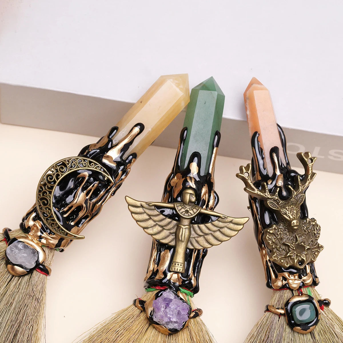 Natural Crystal Stone Point Magic Broom