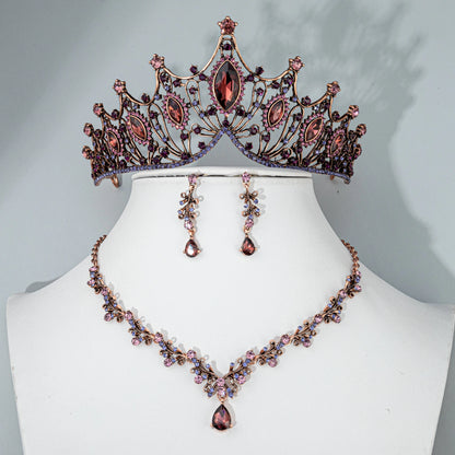 Vintage Crystal Geometric Necklace And Earrings Set