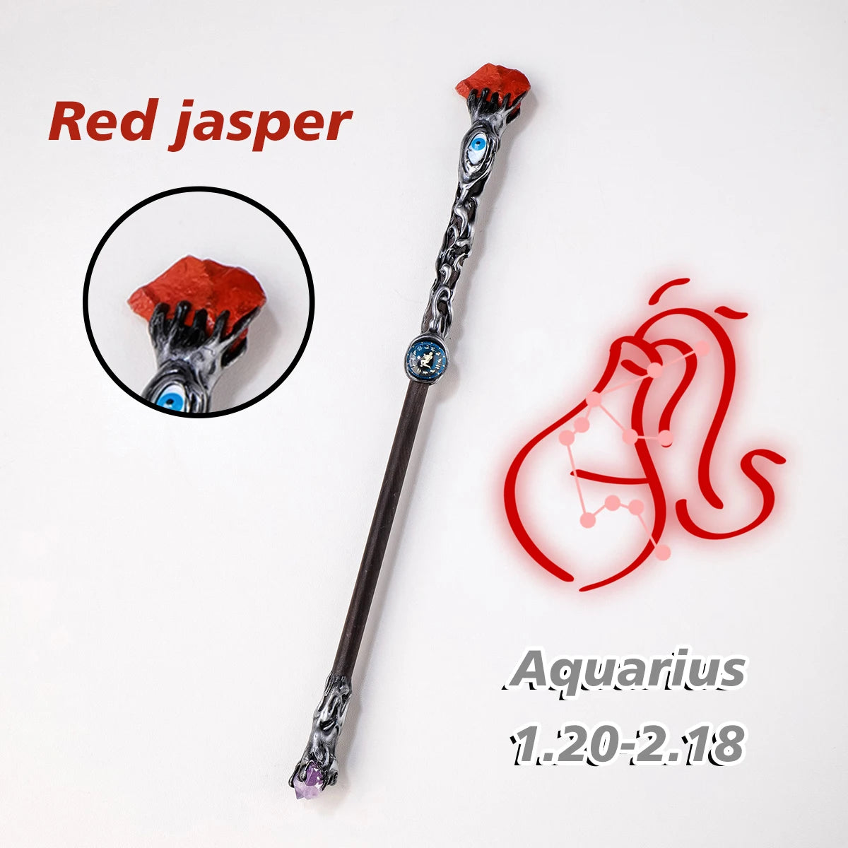 Natural Crystal 12 Constellations Devil's Eye Energy Wand