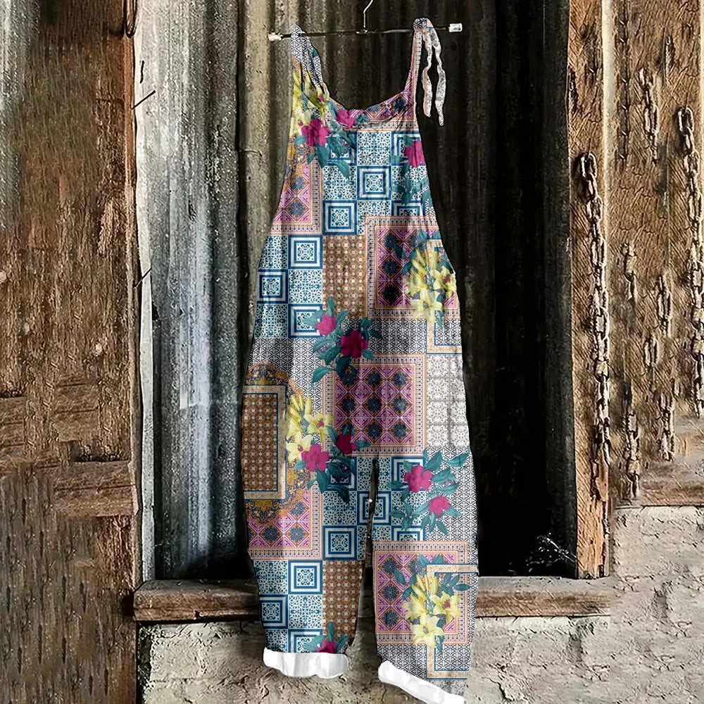 Flower Print Sexy Adjustable Suspender Romper