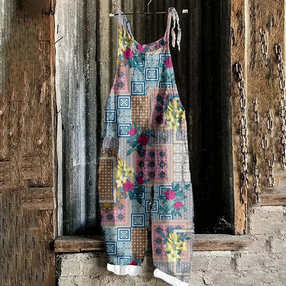 Flower Print Sexy Adjustable Suspender Romper