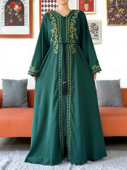 Elegant Women Abaya Long Sleeve Chiffon Dress