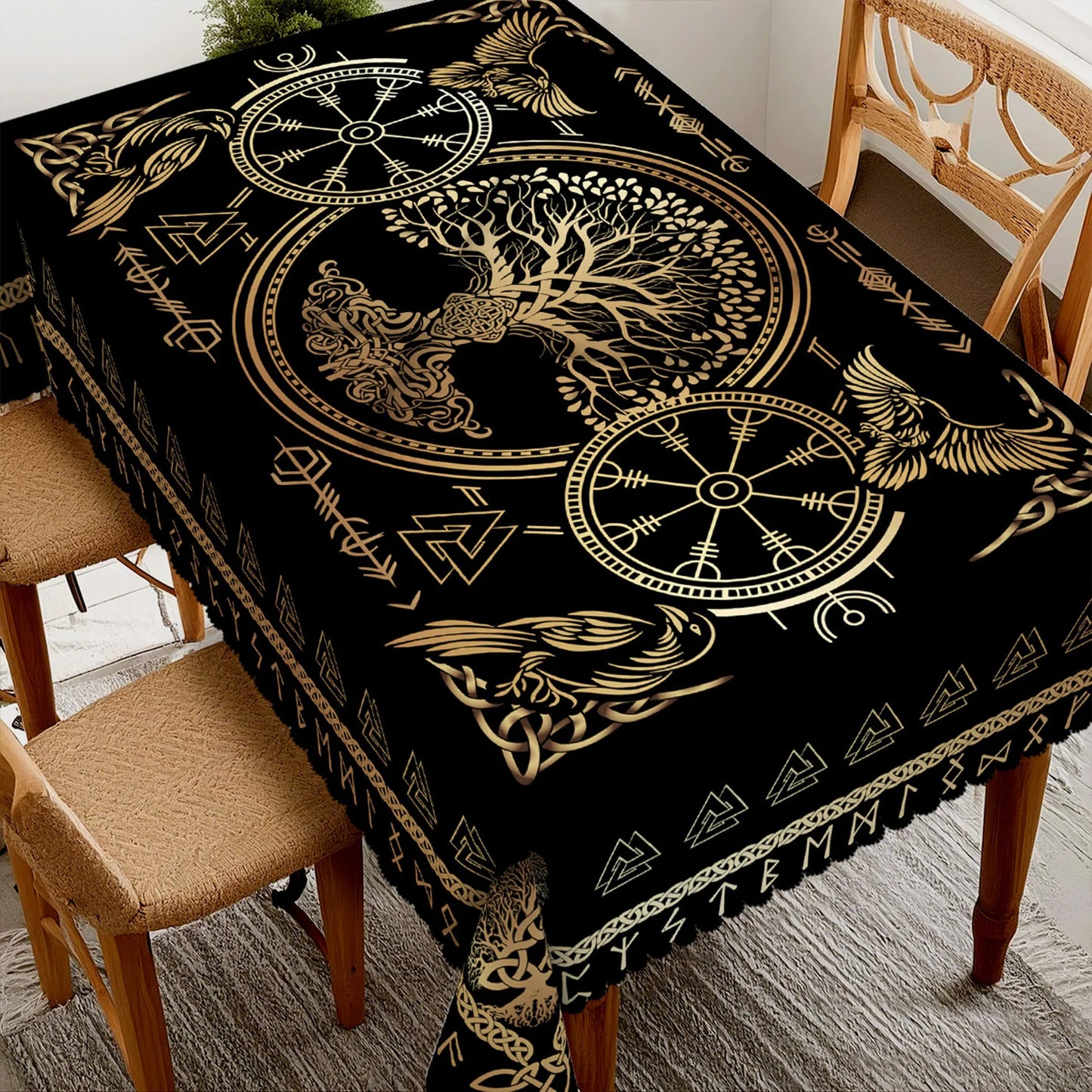 Viking Crow Rectangle Tablecloth