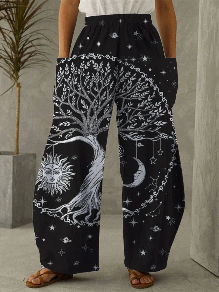 Galaxy Moon Stars Full Length Wide Leg Pants