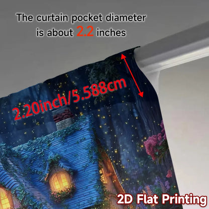 2pcs Curtains Fairy Cottage Night