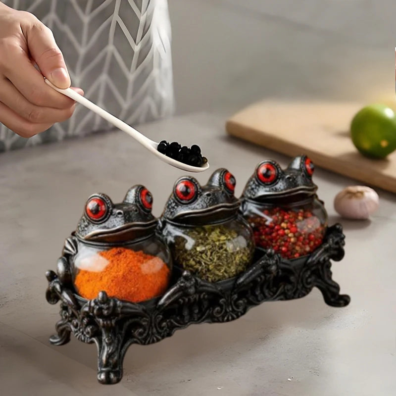 Frog-Lid Apothecary Spice Jars