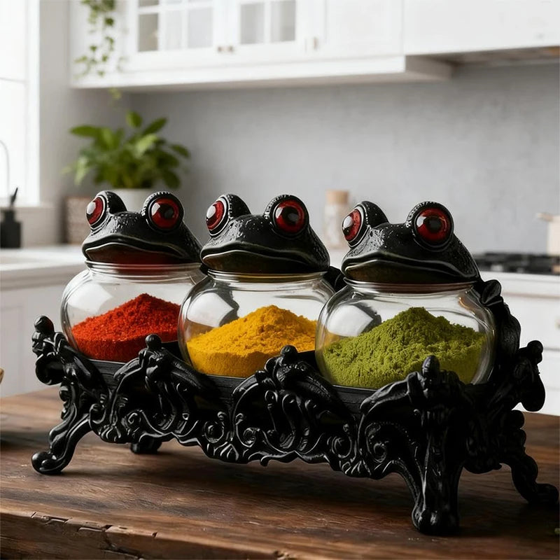 Frog-Lid Apothecary Spice Jars