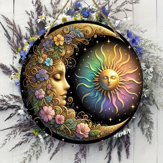 Mandala art style sun and moon wall plate