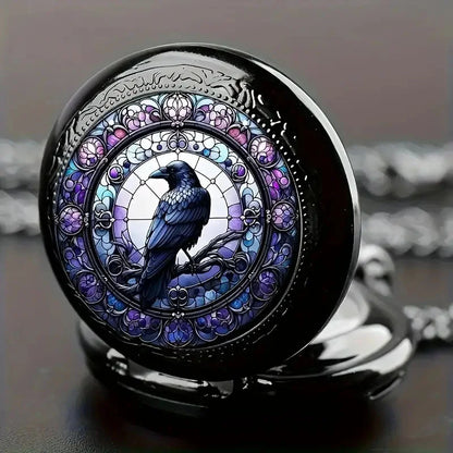 Colorful Pattern Medium Pocket Watch Retro Flip Decoration Necklace Watch Personalized Trend Male and Female Student Quartz