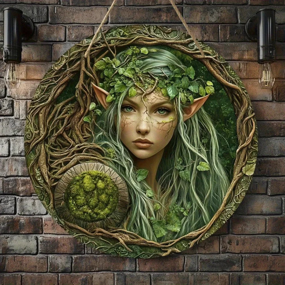 Tree Elf Circular Wooden Sign