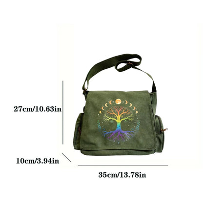 Vintage Women's Shoulder Bag Canvas Tree of Life Print Large Capacity