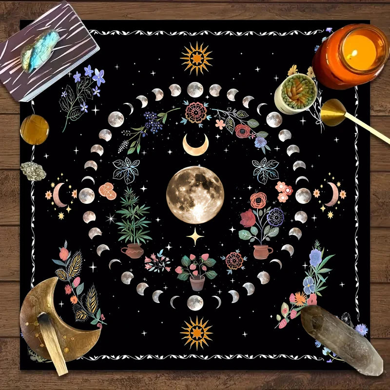 Moonlight Flower Tarot Card Table Cloth