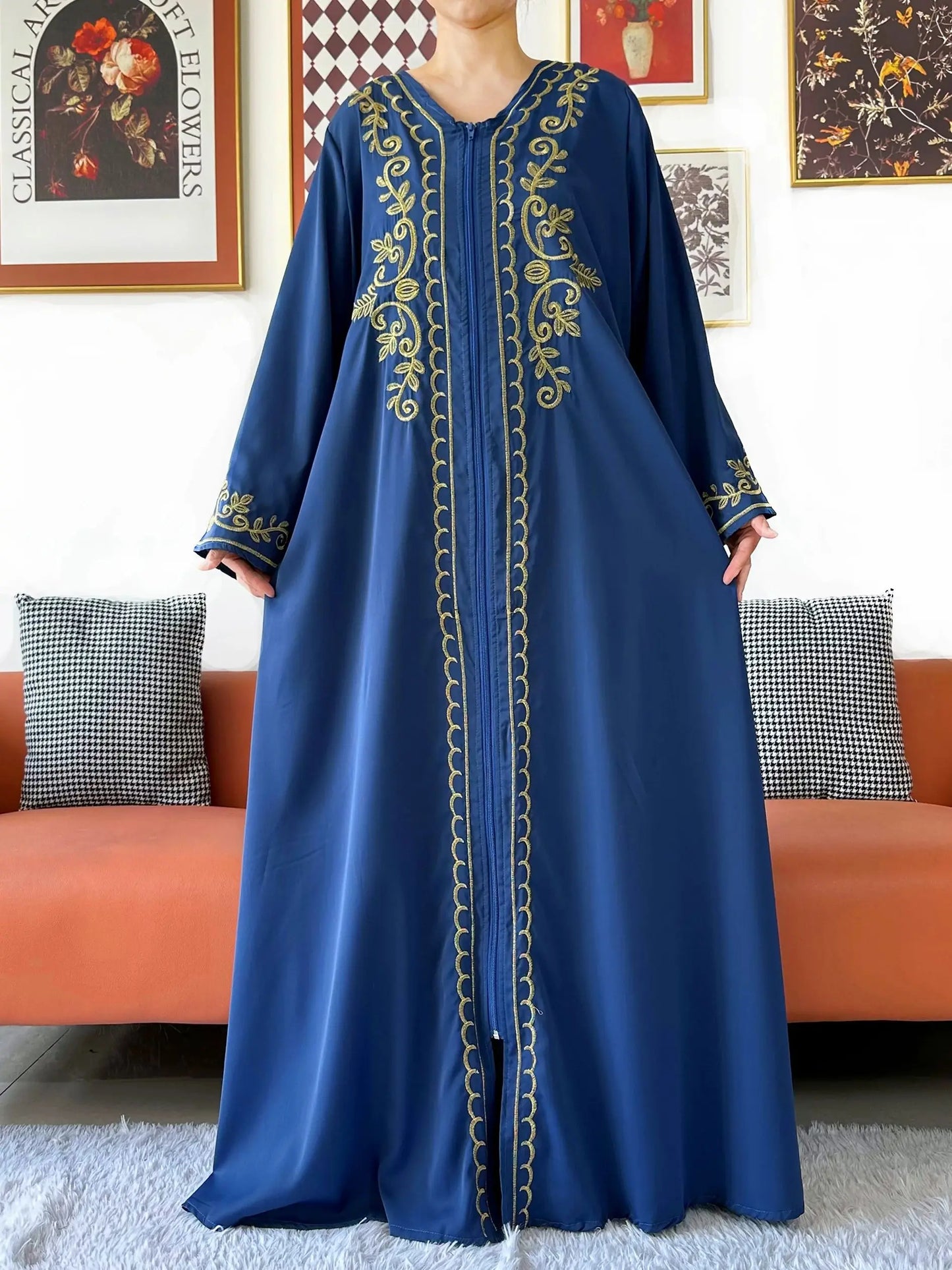 Elegant Women Abaya Long Sleeve Chiffon Dress